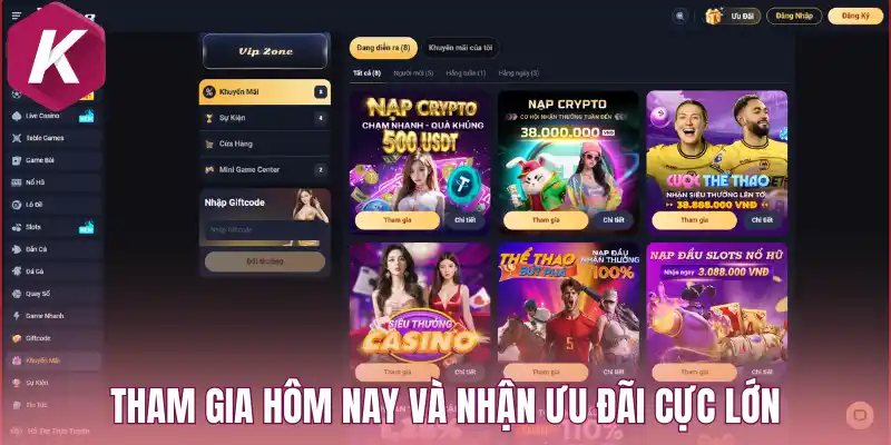 Tham gia hôm nay và nhận ưu đãi cực lớn